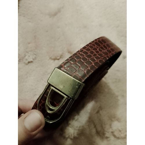 Ceinture Imitation Croco Marron 42/44 Vintage Années 70.