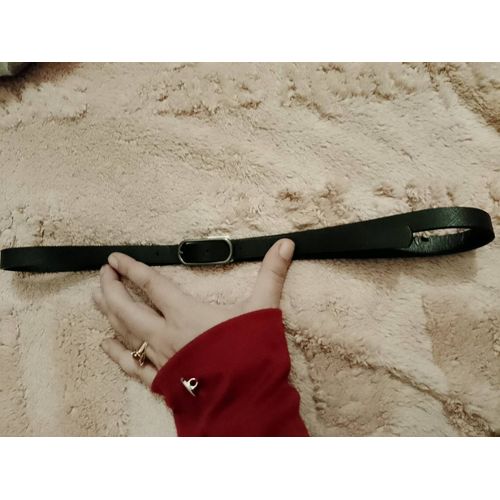 Ceinture Fine Noire En Faux Cuir Boucle Argentée 36 S Vintage Années 80.