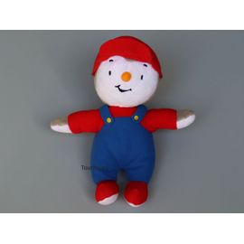 Doudou T'Choupi gris rouge bleu blanc salopette casquette Jemini