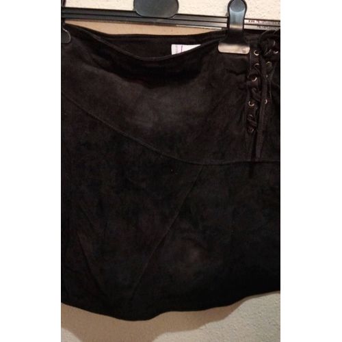 Robe Courte En Croûte De Cuir - Noire - Taille 42 - Marque Loana