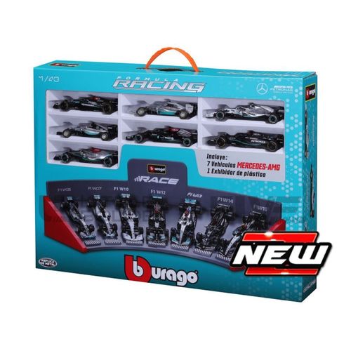 Bburago 1/43 - Mercedes-Amg 7 Car Set W05 - W07 - W10 - W12 - W13 - W14 - W15 (L. Hamilton - G. Russell ) 38170-Bburago