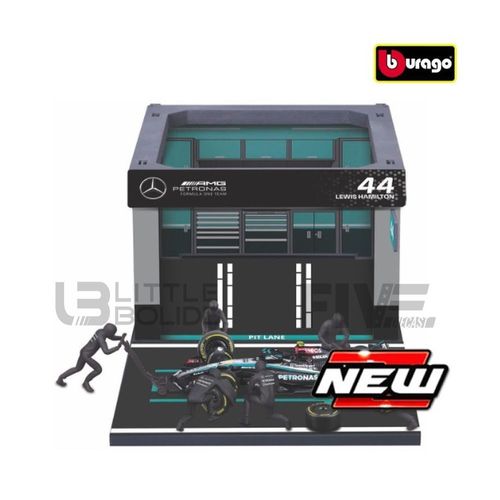 Bburago 1/43 - Mercedes-Amg W15 Pit Pass Diorama Playset - 2023 (L. Hamilton) Playset-38452-H44-Bburago