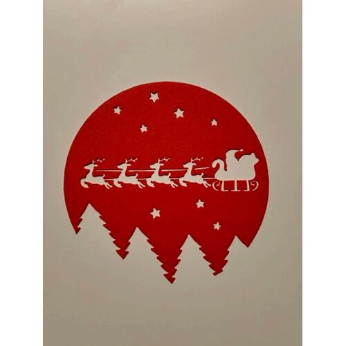 Tableau mural Père Noël traîneau au-dessus des arbres Christmas Wall Art Santa Claus
