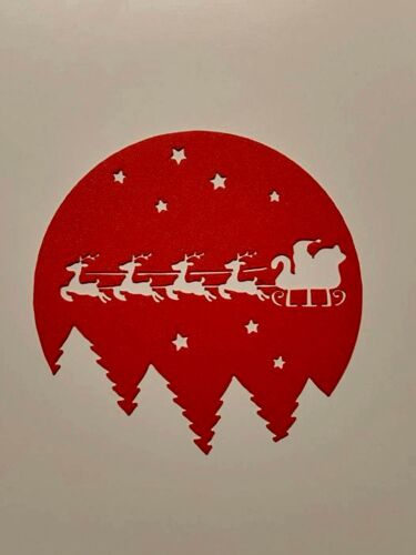 Tableau mural Père Noël traîneau au-dessus des arbres Christmas Wall Art Santa Claus