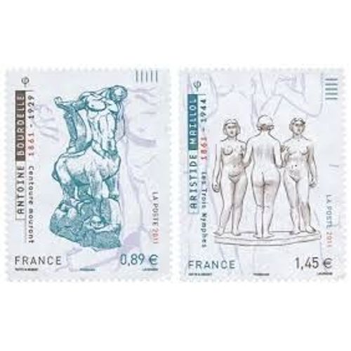 Art : Sculptures D'Antoine Bourdelle Et D'Aristide Maillol La Paire Année 2011 Autoadhésifs N° 633 634 Yvert Et Tellier Luxe