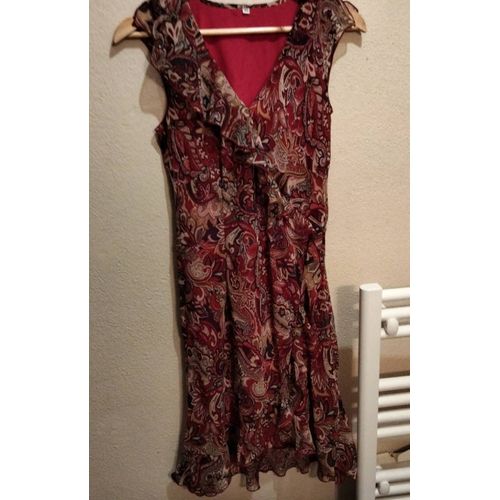 Jolie Robe Femme Avec Manches Courtes Et Doublure Intérieure - Taille 40 - Marron