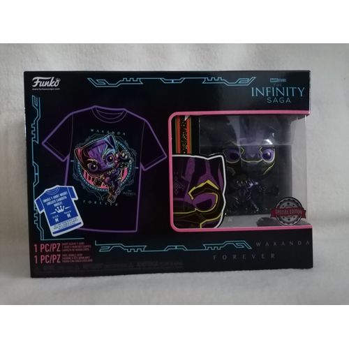 Figurine Funko Pop Tees Black Panther Black Light Avec Tee-Shirt (Taille : M) - Marvel Studios The Infinity Saga - Special Edition - N°891