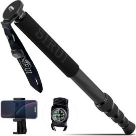 Monopode en fibre de carbone SIRUI AM-MDP01,Léger et compact 165cm,6 sections, charge max. 15kg, avec support téléphone,Pour appareil photo et caméra de voyage