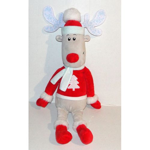 peluche renne cerf élan de noël jemini doudou 47 cm
