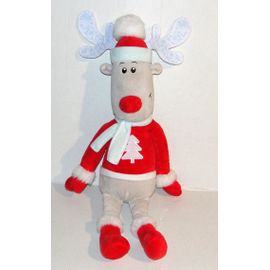peluche renne cerf élan de noël jemini doudou 47 cm