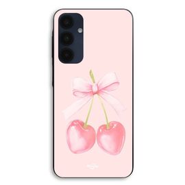 Coque Pour Samsung Galaxy A25 Cerise noeud fond rose pastel Maniacase