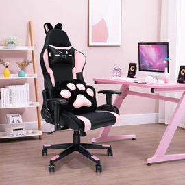 Chaise de Gaming/Bureau HOMEMIYN - Design Ergonomique, Style Racing, RGB et Haut-Parleurs Intégrés