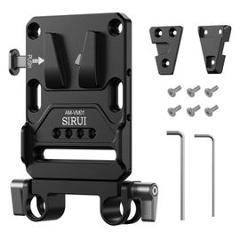 Kit Base et Plaque V-Lock SIRUI AM-VM01-Plaque Batterie Universelle avec Serrage Double Tige 15 mm, Système de Libération Rapide et Multiples Points de Fixation pour Alimentation Caméra