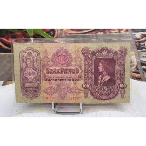 Hongrie - Billet De Banque 100 Pengö Matyas Kiraly - 1930 (Pliures)