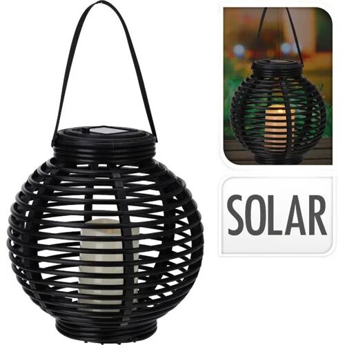 PROGARDEN Lanterne solaire rotin noir 21x21 cm KO-CX2000240
