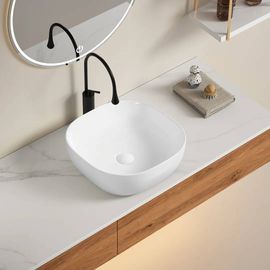 Lavabo carré en céramique blanche de 42cm à poser