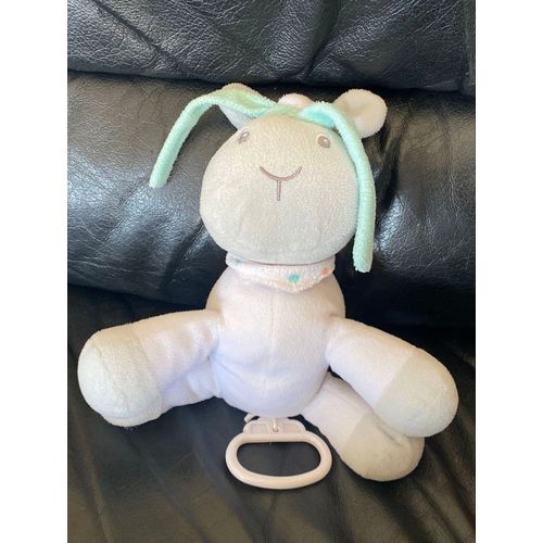 DOUDOU MUSICAL MOUTON BLANC BLEU GRIS DOUKIDOU 25CM