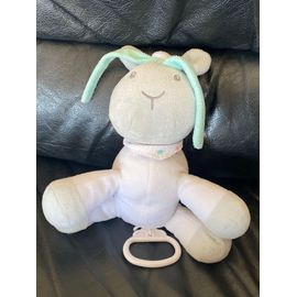 DOUDOU MUSICAL MOUTON BLANC BLEU GRIS DOUKIDOU 25CM