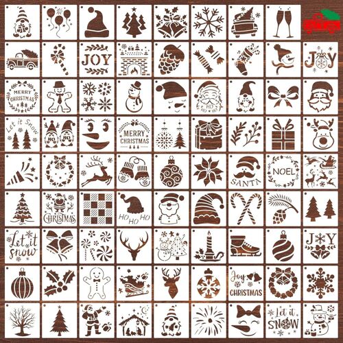 Pochoirs De Noël - 80pcs Petits Pochoirs De Peinture De Dessin Réutilisable - Déco Pour Fenêtre Mur Cartes Scrapbooking