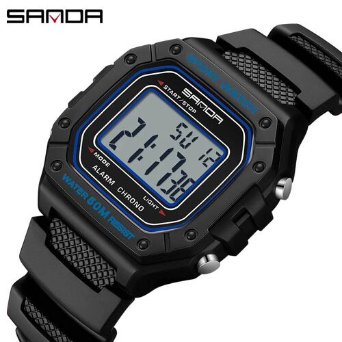 Mode Hommes Montre Militaire Résistant À L'eau Sport Montres Armée Grand Cadran Led Montres Numériques Chronomètres Pour Homme Black Blue