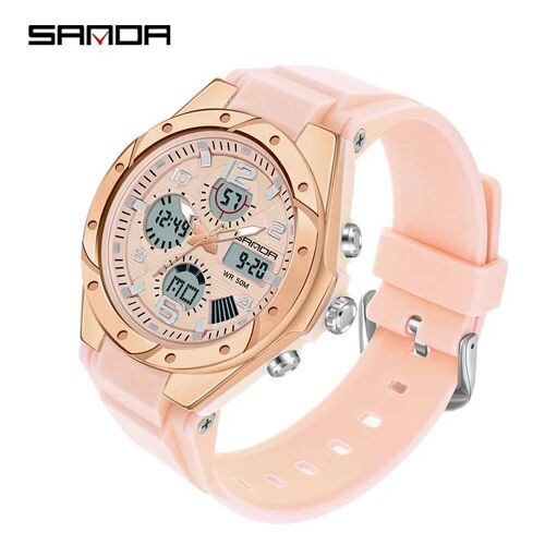 Top Marque Nouvelle Dame De Luxe Ms Led Montre De Sport Numérique Loisirs Mode Montre À Quartz Femmes Fille Militaire 50 M Montre Étanche Pink