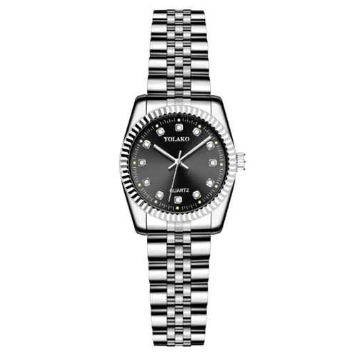 Montres Pour Femmes Simple Décontracté Étudiant Mode Quartz Diamant Incrusté Bracelet En Acier Calendrier Or Ensemble Montre Pour Hommes Couple Female Silver Black