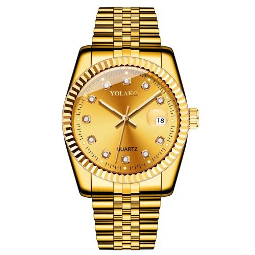 Montres Pour Femmes Simple Décontracté Étudiant Mode Quartz Diamant Incrusté Bracelet En Acier Calendrier Or Ensemble Montre Pour Hommes Couple Male Gold Gold