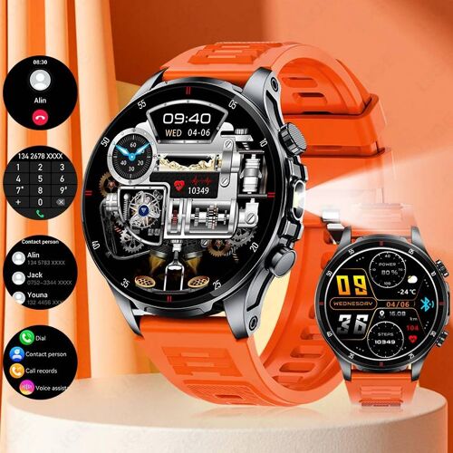 2025 nouveau pour XIAOMI hommes montre intelligente lampe de poche LED BT appel étanche fréquence cardiaque sommeil surveillance de la santé Fitness montre podomètre Orange black