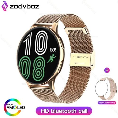 nouvelles femmes Bluetooth appel montre intelligente fréquence cardiaque surveillance de la pression artérielle montres intelligentes IP67 étanche hommes Smartwatch + boîte gold mesh Bluetooth call