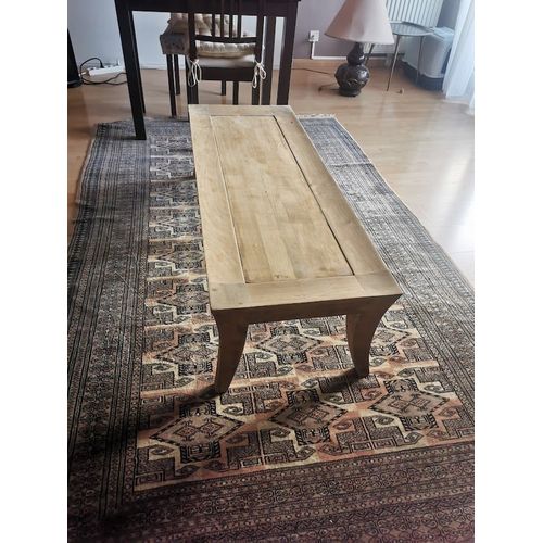 Table Basse Roche Bobois Merisier Modèle Bengale Pied Et Ceinture Massif - Plateau En Placage Merisier - Dimensions 130 X 48