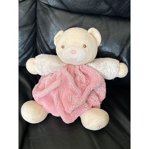 DOUDOU OURS PLUME ROSE BLANC KALOO 20CM