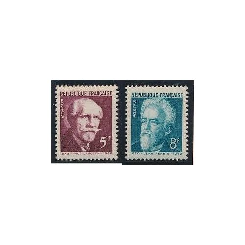 Transfert Au Panthéon Des Cendres De Célébrités : Paul Langevin Et Jean Perrin La Paire Année 1948 N° 820 821 Yvert Et Tellier Luxe