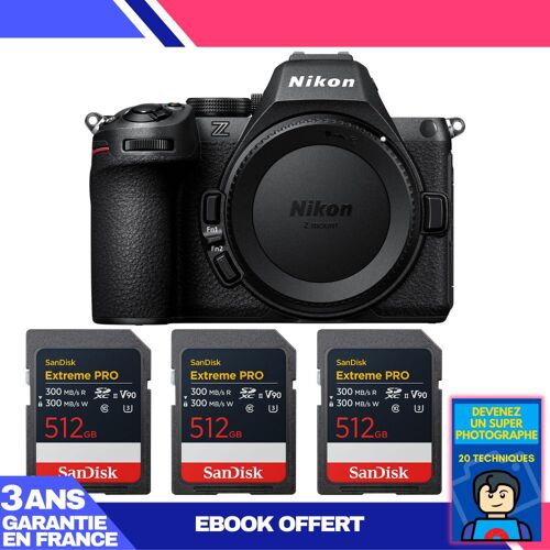 Boitier Nikon Z5 II + 3 SanDisk 512GB Extreme PRO UHS-II SDXC + Ebook 'Devenez Un Super Photographe'