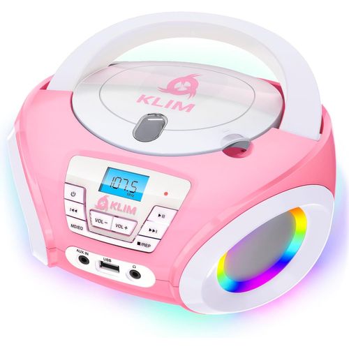 KLIM Candy Lecteur CD Enfant - Radio FM - haut-parleurs - Rose