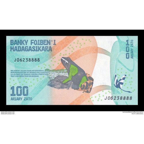 Billet De Banque Madagascar 100 Aria Ry Non Date ( 2017-2025 ) Pick 97 Neuf Unc  Dimension 114 × 60 Mm