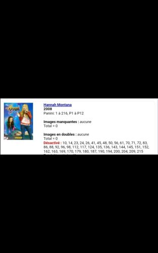 Hannah Montana - Panini 2008 - Liste Des Images Pour Un Lot