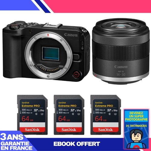 Boitier Canon EOS R50 V + RF-S 14-30mm f/4.5-6.3 IS STM PZ + 3 SanDisk 64GB Extreme PRO UHS-II SDXC + Ebook 'Devenez Un Super Photographe'