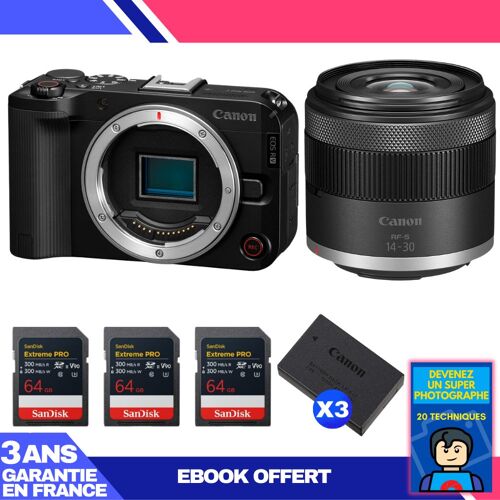 Boitier Canon EOS R50 V + RF-S 14-30mm f/4.5-6.3 IS STM PZ + 3 SanDisk 64GB Extreme PRO UHS-II SDXC + 3 Canon LP-E17 + Ebook 'Devenez Un Super Photographe'