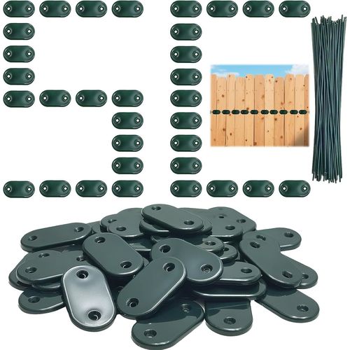 Kit De 50 Clips De Fixation Rapide Avec Attaches 15 Cm - Pour Brise-Vue, Canisses, Filets Et Écrans De Jardin – Vert