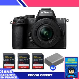 Boitier Nikon Z50 II + 16-50mm f/3.5-6.3 VR + 3 SanDisk 256GB Extreme PRO UHS-II SDXC + 3 Nikon EN-EL25a + Ebook 'Devenez Un Super Photographe'