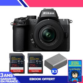 Boitier Nikon Z50 II + 16-50mm f/3.5-6.3 VR + 2 SanDisk 256GB Extreme PRO UHS-II SDXC + 3 Nikon EN-EL25a + Ebook 'Devenez Un Super Photographe'
