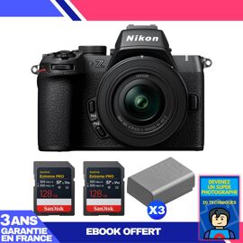 Boitier Nikon Z50 II + 16-50mm f/3.5-6.3 VR + 2 SanDisk 128GB Extreme PRO UHS-II SDXC + 3 Nikon EN-EL25a + Ebook 'Devenez Un Super Photographe'