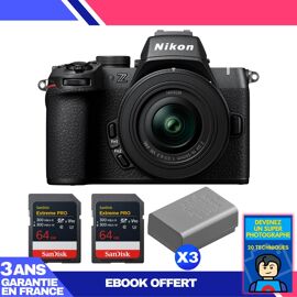 Boitier Nikon Z50 II + 16-50mm f/3.5-6.3 VR + 2 SanDisk 64GB Extreme PRO UHS-II SDXC + 3 Nikon EN-EL25a + Ebook 'Devenez Un Super Photographe'
