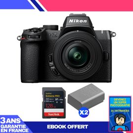 Boitier Nikon Z50 II + 16-50mm f/3.5-6.3 VR + 1 SanDisk 128GB Extreme PRO UHS-II SDXC + 2 Nikon EN-EL25a + Ebook 'Devenez Un Super Photographe'