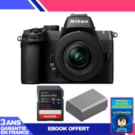 Boitier Nikon Z50 II + 16-50mm f/3.5-6.3 VR + 1 SanDisk 512GB Extreme PRO UHS-II SDXC + Nikon EN-EL25a + Ebook 'Devenez Un Super Photographe'