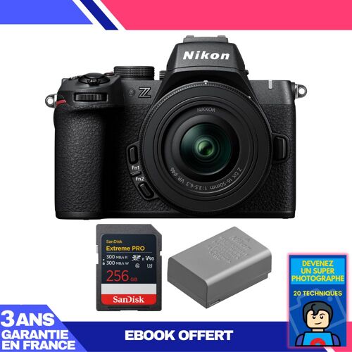Boitier Nikon Z50 II + 16-50mm f/3.5-6.3 VR + 1 SanDisk 256GB Extreme PRO UHS-II SDXC + Nikon EN-EL25a + Ebook 'Devenez Un Super Photographe'