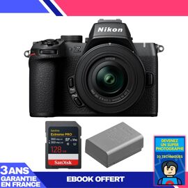 Boitier Nikon Z50 II + 16-50mm f/3.5-6.3 VR + 1 SanDisk 128GB Extreme PRO UHS-II SDXC + Nikon EN-EL25a + Ebook 'Devenez Un Super Photographe'