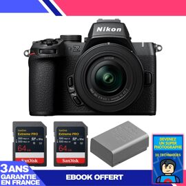 Boitier Nikon Z50 II + 16-50mm f/3.5-6.3 VR + 2 SanDisk 64GB Extreme PRO UHS-II SDXC + Nikon EN-EL25a + Ebook 'Devenez Un Super Photographe'