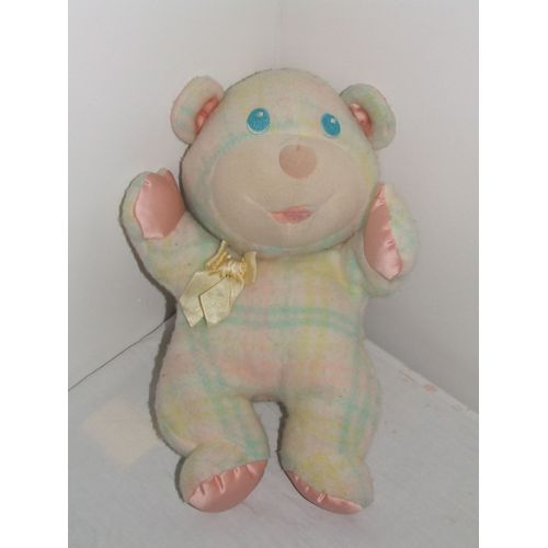 OURS PLAYSKOOL ANCIEN VINTAGE 1987 PASTEL MULTICOLORE CARREAU 38 cm