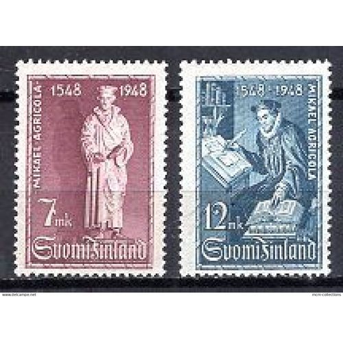 Finlande 1948 Anniversaire De La Traduction Du Nouveau Testament En Finnois  Yvert N° 342-43 Oblitere